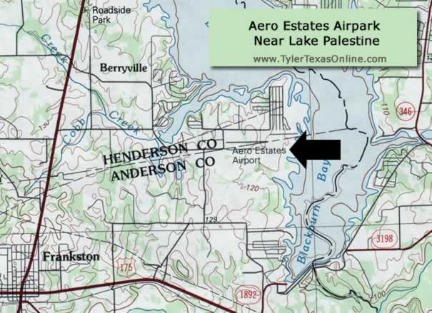 Map of Aero Estates Airport Near Frankston and Tyler in East Texas Map of Aero Estates Airport Near Frankston and Tyler in East Texas