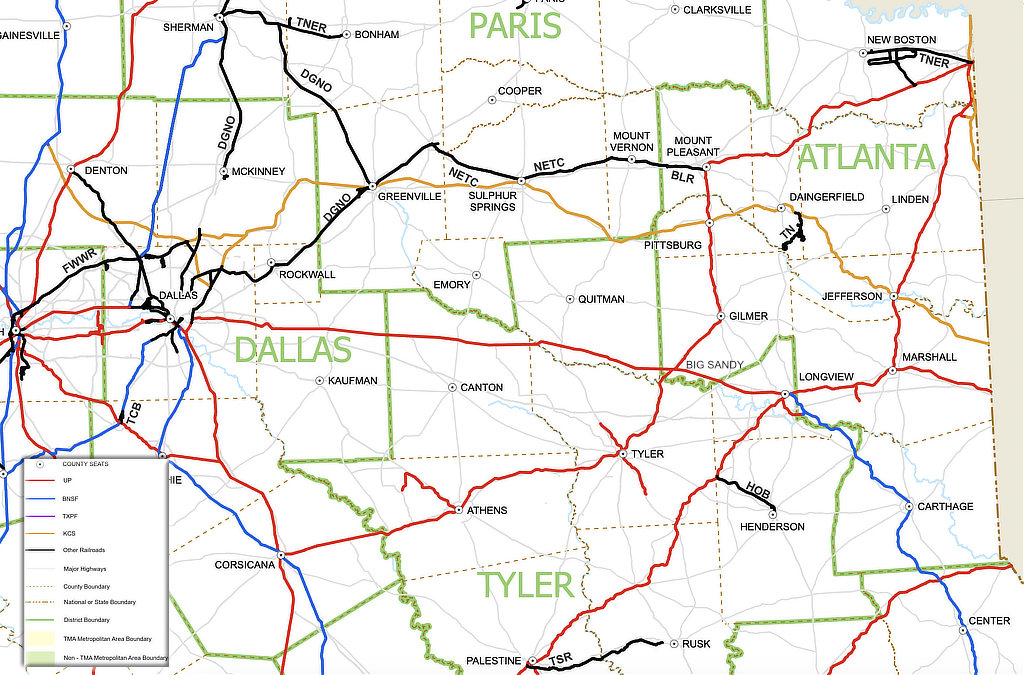 Upper East Texas Railroad Map 