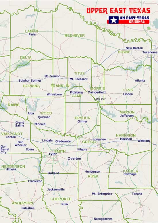 Map of East Texas
