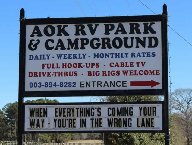 AOK RV Park and Campgroud, east of Flint on FM 346 AOK RV Park and Campgroud, east of Flint on FM 346
