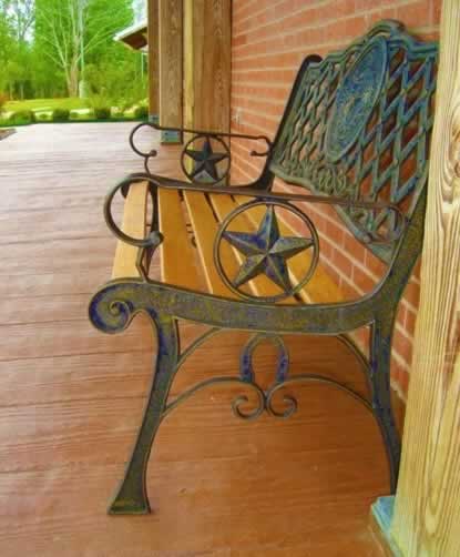 Bench with Lone Star at Love's Lookout Scenic Park in Texas