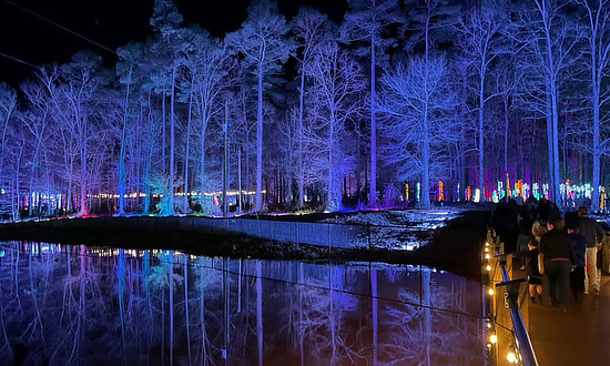 Christmas scene at Piney Park in Marshall, Texas in December, 2021