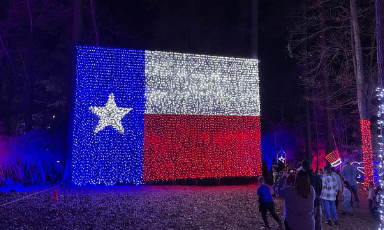 Christmas scene at Piney Park in Marshall, Texas in December, 2021