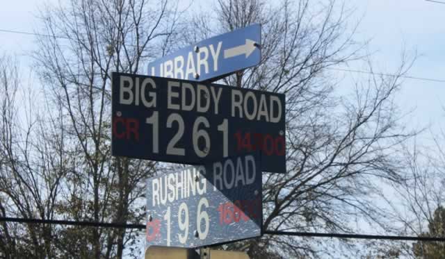 Noonday intersection of Big Eddy Road and Rushing Road, near Highway 155 Noonday intersection of Big Eddy Road and Rushing Road, near Highway 155