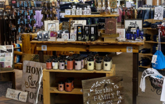 Interior sales area at Crazy House Western Wear in Paris, Texas