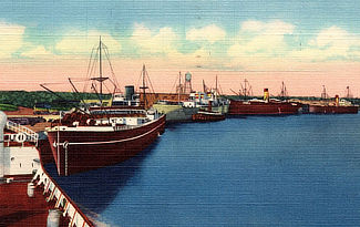 Ocean going steamers in port in Beaumont Texas Ocean going steamers in port in Beaumont Texas