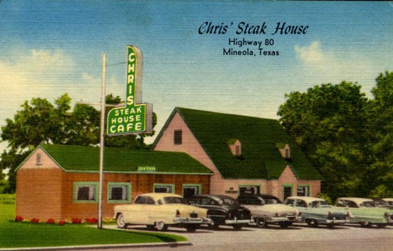 Chris' Steak House on Highway 80 in Mineola, Texas Chris' Steak House on Highway 80 in Mineola, Texas