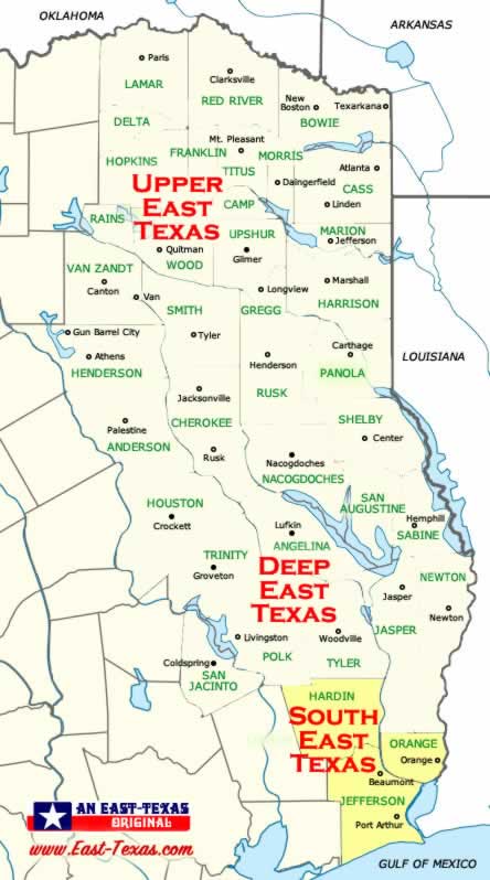 Map of South East Texas Counties and Larger Cities Map of South East Texas Counties and Larger Cities